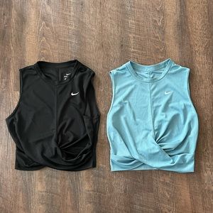 *lot of 2* Nike womens med cropped, dri-fit, twist front workout athleisure tops